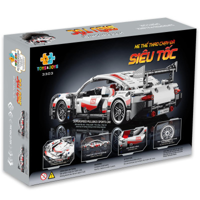 Đồ Chơi Lắp Ráp Xe Thể Thao Chạy Đà Siêu Tốc - Super Speed Pullback Sports Car - Toys&Joys 3303 (540 Mảnh Ghép)