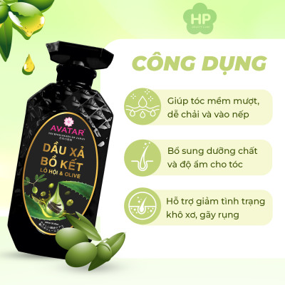 Dầu Xả Phục Hồi Tóc Suôn Mượt Avatar Chiết Xuất Bồ Kết Lô Hội Và Olive 600mL