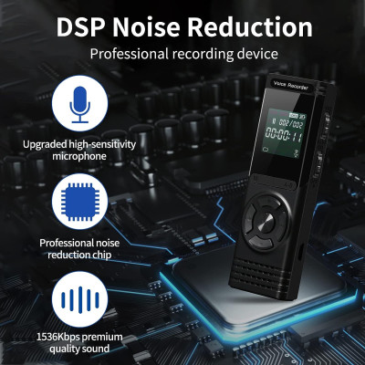 ROGTZ - Máy ghi âm GA902 32GB DSP khử tiếng ồn Kích hoạt ghi âm giọng nói MP3/WAV 92kbps 0Hz-20kHz Pin 13 giờ Nhỏ gọn Hiện đại Kim loại Màn hình LCD Thẻ nhớ 128GB Micro đa hướng Chống ồn Hẹn giờ Nghe nhạc Kết nối máy tính Giá rẻ Hàng Chính hãng