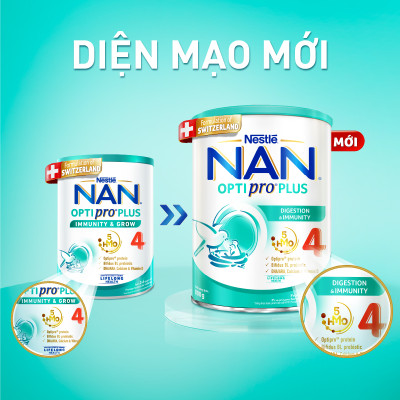 [Tặng Đồ chơi toán học cân bằng] Bộ 2 lon Sữa bột Nestlé NAN OPTIPRO PLUS 4 800g/lon với 5HMO Giúp tiêu hóa tốt + Tăng cường đề kháng - Bé 2-6 tuổi