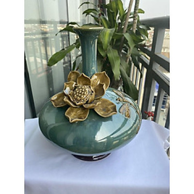 BÌNH HÚT TÀI LỘC BÁT TRÀNG CAO CẤP DÁNG CỔ CAO HỌA TIẾT ĐẮP NỔI