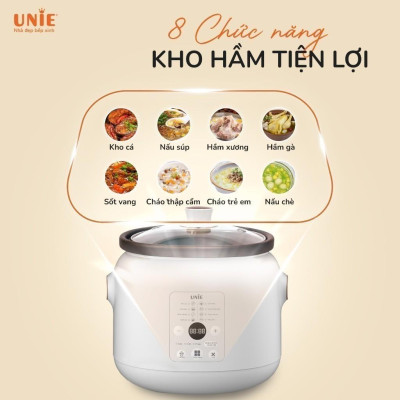 Nồi kho hầm chuyên dụng UNIE USC208, Dung tích 2L, 8 chức năng kho hầm, Lòng nồi gốm Ceramic cao cấp, thiết kế bắt mắt- HÀNG CHÍNH HÃNG 