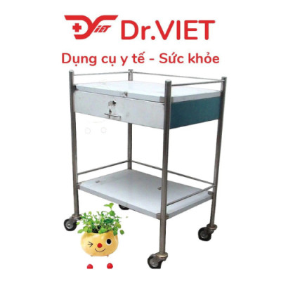 Xe đẩy inox DCG-23-2 tầng 30*40 (Có hộc)