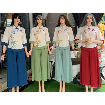 Đồ Lam Đi Chùa # Tàu Lụa Quần Váy # Hoa Sen iN # Quần Áo Nữ # Đồ Bộ Nữ