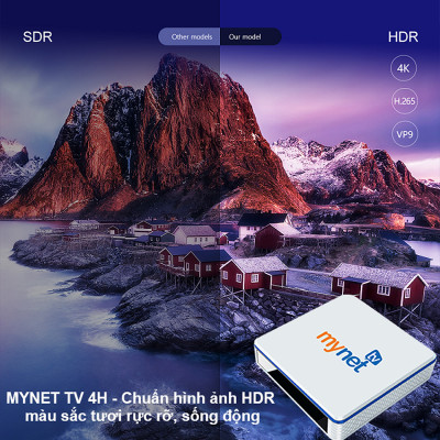 Android Tivi Box MYTV NET 4H - Chip lõi tứ 4GB RAM, 32GB ROM, Android 10 OS - Cấu hình mạnh mẽ, Hàng chính hãng