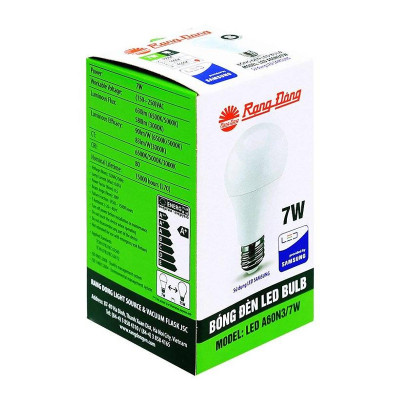 06 Bóng đèn Led 7W Rạng Đông, Model LED BULB A60N3/7w ánh sáng trắng
