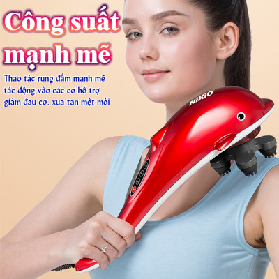 Máy mát xa cầm tay cá heo Nikio NK-608B - Điện tử, 6 đầu massage