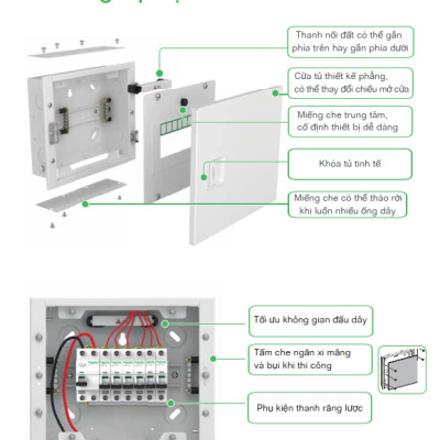 Tủ điện kim loại âm tường Acti9 Schneider (dùng cho 4, 6, 8 module)