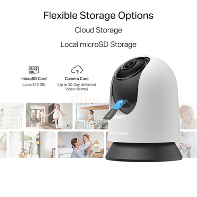 Camera trong nhà Mercusys Pan/Tilt Home Security Wifi 3MP 2K MC210 - Hàng chính hãng
