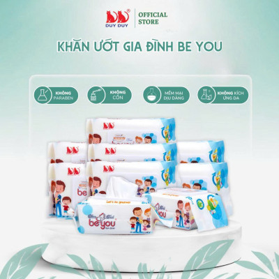 Combo 10 Gói  Khăn ướt đa năng Be You vải không dệt rayon loại 1 80 miếng (13.5x20cm) không hóa chất