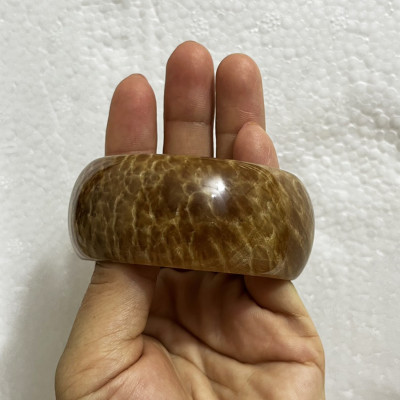 Vòng tay cẩm thạch tụ nhiên màu vàng nâu mật cao 2.8cm (nhiều size) đá thật khai thác tại việt nam