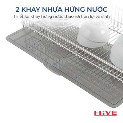 Kệ (giá) để chén bát HiVE DG 2 tầng inox 304