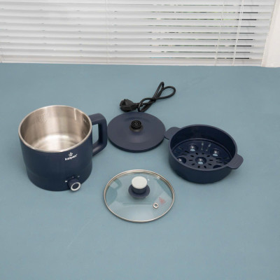 Ca lẩu điện mini Inox 304 đa năng Kalpen dung tích 1.8L kèm xửng hấp - Hàng chính hãng