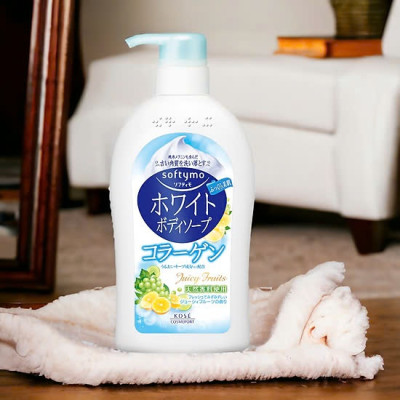 Sữa Tắm Dưỡng Trắng Mịn Da Chiết Xuất Collagen Kose Softymo Body Soap (Chai 600mL) 