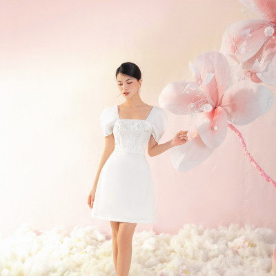 OLV - Đầm Kylie Puff Sleeve Embro