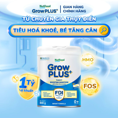 Sữa bột Nutifood Sweden GrowPLUS+ Tiêu Hóa (Xanh Nhạt) 1+ - Tiêu hóa khỏe, tăng cân (Lon 800g)