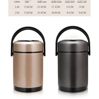 Hộp cơm văn phòng giữ nhiệt 3 tầng Inox 304 cao cấp , giữ nhiệt lâu 6 - 8 tiếng - Hàng chính hãng