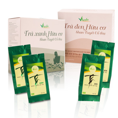 Combo 2 hộp Trà Xanh và Trà Đen Shan tuyết Cổ thụ Organic (búp)