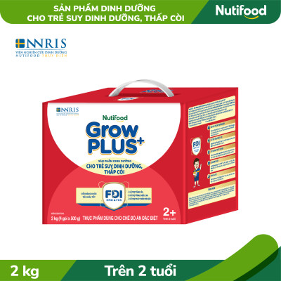 Sữa bột Nutifood GrowPLUS+ Suy Dinh Dưỡng (Đỏ) 2+ Hộp Giấy 2 KG