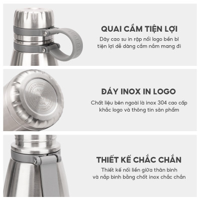 Bình giữ nhiệt Lebenlang LBL1660, LBL1661, LBL1662 inox cao cấp không gỉ, lõi lọc trà đi kèm, hàng chính hãng