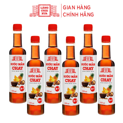 Đặc Sản Phan Thiết - Thùng 6 Chai Nước Mắm Chay 3 Trong 1 Làng Chài Xưa 525Ml Trái Thơm Nấm Ngọt Đậu Nành 300 Năm Truyền Thống