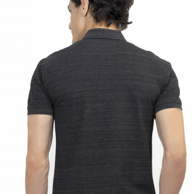 Áo thun Polo melange dệt chìm xương cá không túi đen NATMMTMCSR210109N