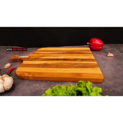 Thớt Gỗ Teak Cao Cấp - Cắt Thái, Trang Trí - 35,5x32x1,9cm - VTC01 | HTX DAO PHÚC SEN