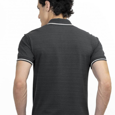 Áo thun Polo melange dệt viền có túi đen NATMMTMCSR210116N