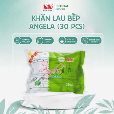 Combo 10 gói  Khăn lau bếp Angela vải bi 30 tờ (24x31cm) hương chanh diệt khuẩn và khử mùi tối đa