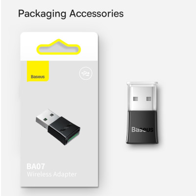 Usb Blueeoth 5.3 Tốc Độ Cao Kết Nối 5 Thiết Bị Cùng Lúc Baseus BA07 Bluetooth Receiver Dùng Cho Win 8.1 Trở Lên - Hàng Chính Hãng