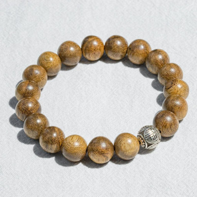 Vòng Tay Trầm Hương Charm Bạc 925 Chữ Phạn Tự Nhiên Phong Thủy Udumbara