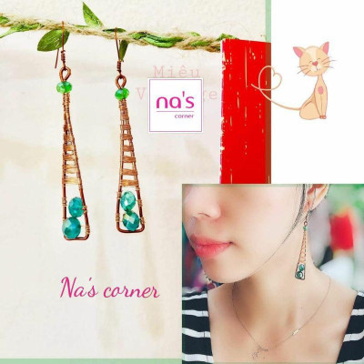 Bông tai dây đồng Handmade tinh tế độc lạ thủ công trang sức hoa tai cao cấp