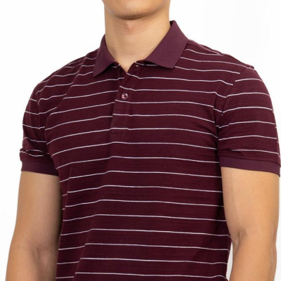 Áo Polo Nam Novelty NATMSLMCSR191237N - Đỏ Đô Sọc Trắng