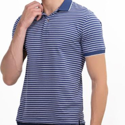 Áo Polo Nam Dệt Sọc Novelty NATMSNMCSR191045N - Xanh Dương Sọc Trắng