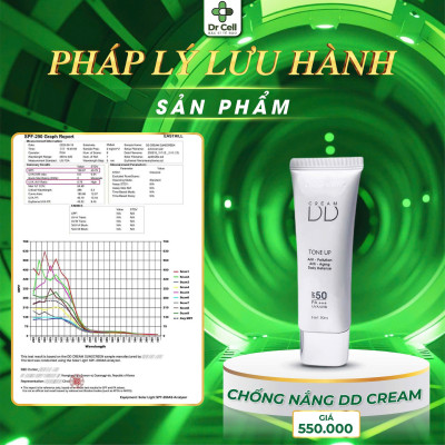 Kem Chống Nắng DD Cream DR CELL 50ml chống nắng bảo vệ da, dưỡng ẩm, nâng tone da - Hàng Chính Hãng