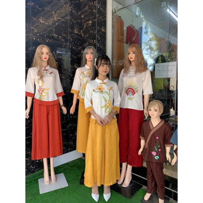 Đồ Lam Đi Chùa Lụa Vẽ Đài Loan