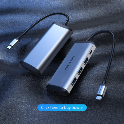 HUB chuyển đổi USB Type-C 5 in 1 Vention - HDMI + USB 3.0*3 + PD ( 87W) - Hàng chính hãng