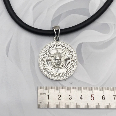 Mặt Dây Chuyền Nam Bạc Hình Logo Versace Loại To Nhãn Hiệu Ý Bạc Hiểu Minh MDN019XL