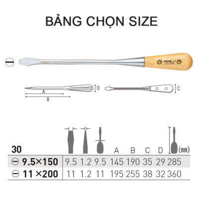 Tô vít liền khối cán gỗ No.30 Vessel (Nhật Bản)