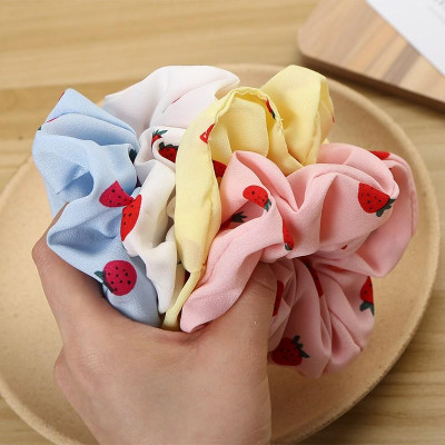 Buộc tóc voan scrunchies mẫu dâu tây