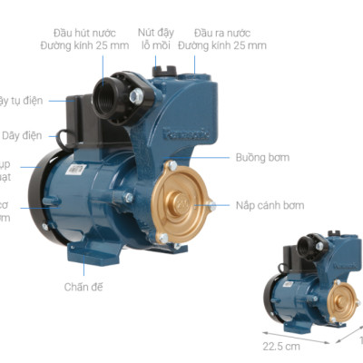 Máy bơm nước 200W panasonic chính hãng - Máy bơm đẩy cao dây nguồn 1,6m