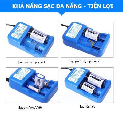 Bộ Sạc Pin Đa Năng Doublepow Thông Minh Bjảo Vệ Pijn, - Tự Ngắt, Đèn Báo, Chất Lượng Cao, ĐÈN TRANG TRÍ