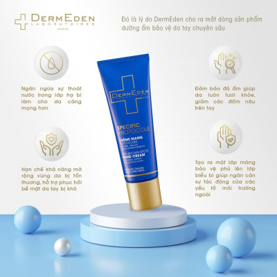 Kem dưỡng da tay làm mềm da và mờ đốm nâu DERMEDEN ANTI-BROWN SPOTS HAND CREAM Niacinamide 5%+ HA 1% 50ml