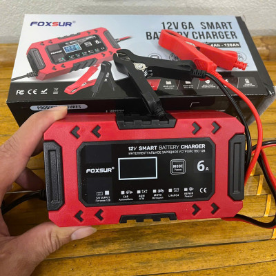 Bộ Sạc FOXSUR 6A Hàng Nhật – Sạc Ắc Quy Thông Minh 10 Bước, Bảo Vệ An Toàn Tuyệt Đối , đèn trang trí đồng hồ treo tường