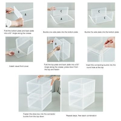 COMBO 2 HỘP ĐỰNG GIÀY CAO CẤP SNEAKER THỂ THAO NHỰA CỨNG NẮP TRONG SUỐT TÍCH HỢP NAM CHÂM HÍT (MÀU ĐEN/ MÀU TRẮNG TRONG)