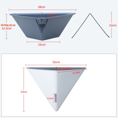 Chậu treo tường tự tưới hình tam giác MONROVIA, thiết kế thông minh, treo ban công, trong nhà, tiêu chuẩn châu Âu