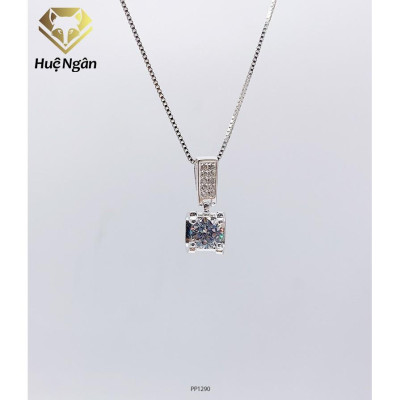 Dây chuyền bạc 925 Huệ Ngân - Mặt vuông đính đá PP1290