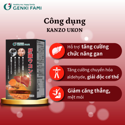 Combo 3 Hộp Viên Uống Bổ Gan Kanzo Ukon Genki Fami Nhật Bản Hỗ Trợ Giải Độc, Bảo Vệ Tăng Cường Chức Năng Gan
