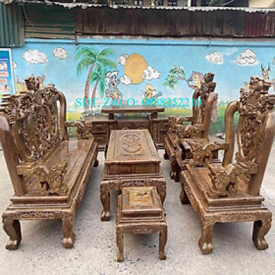 Bộ bàn ghế Nghê Phượng gỗ Mun Đuôi Công