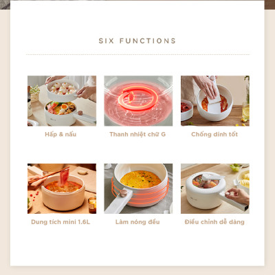 Nồi điện đa năng Bear DRG-P16M2 1.6L ( 700W) - Hàng chính hãng